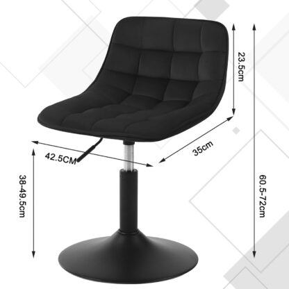WOLTU Samt-Hocker mit Rückenlehne – Sitzhöhe verstellbar von 38 bis 49,5 cm – um 360 Grad drehbar – schwarz