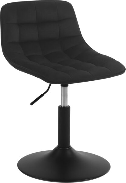 WOLTU Samt-Hocker mit Rückenlehne – Sitzhöhe verstellbar von 38 bis 49,5 cm – um 360 Grad drehbar – schwarz