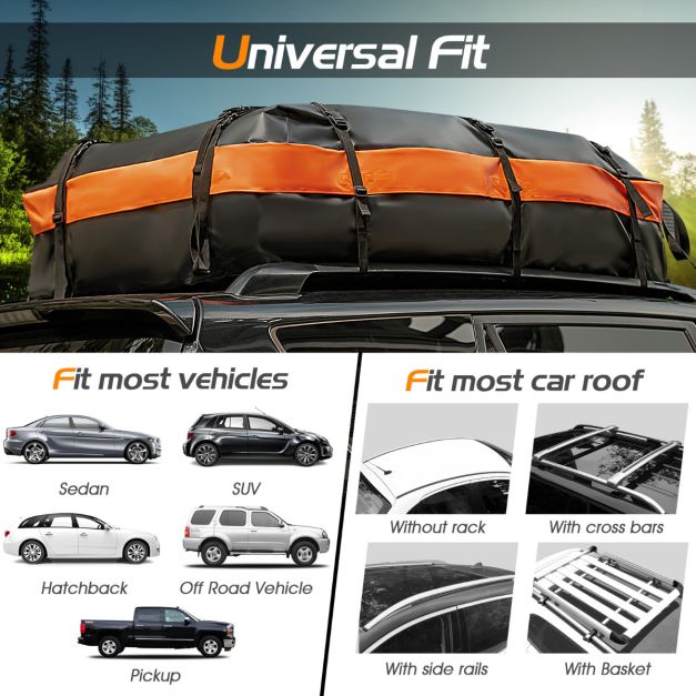 Costway Dachträger - Wasserdicht & Inkl. Anti-Rutsch-Matte - 560 Liter - 132 x 100 x 43 cm - Schwarz/Orange