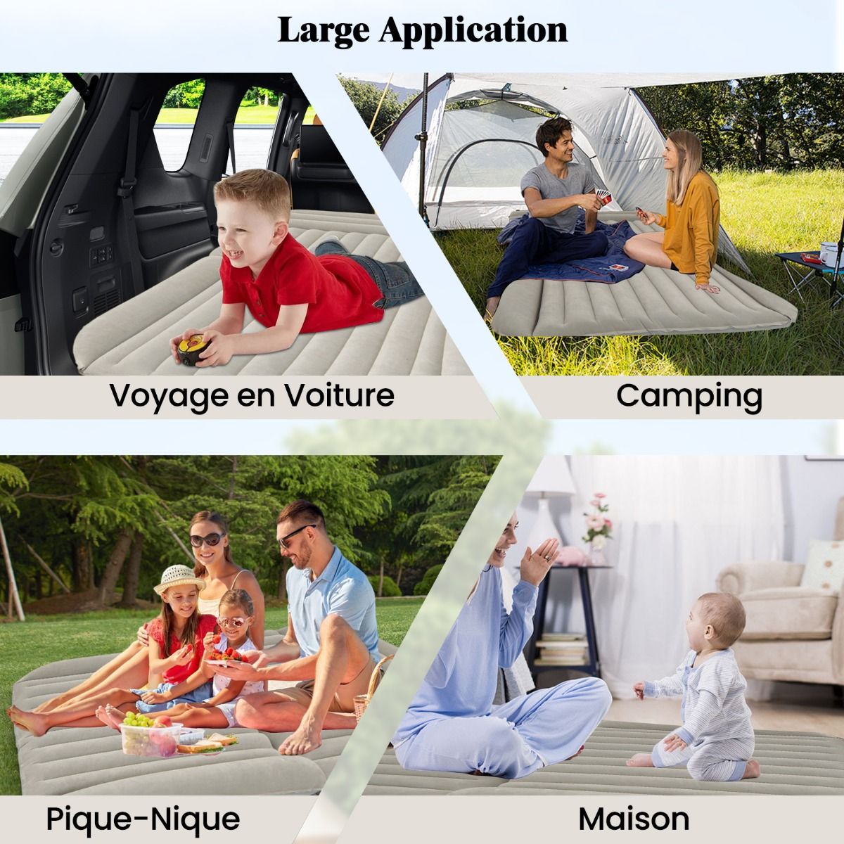 Coast Aufblasbare SUV Luftmatratze Grau 190 x 130 x 15 cm - Doppelseitiges Reisebett mit Luftpumpe und Tragetasche