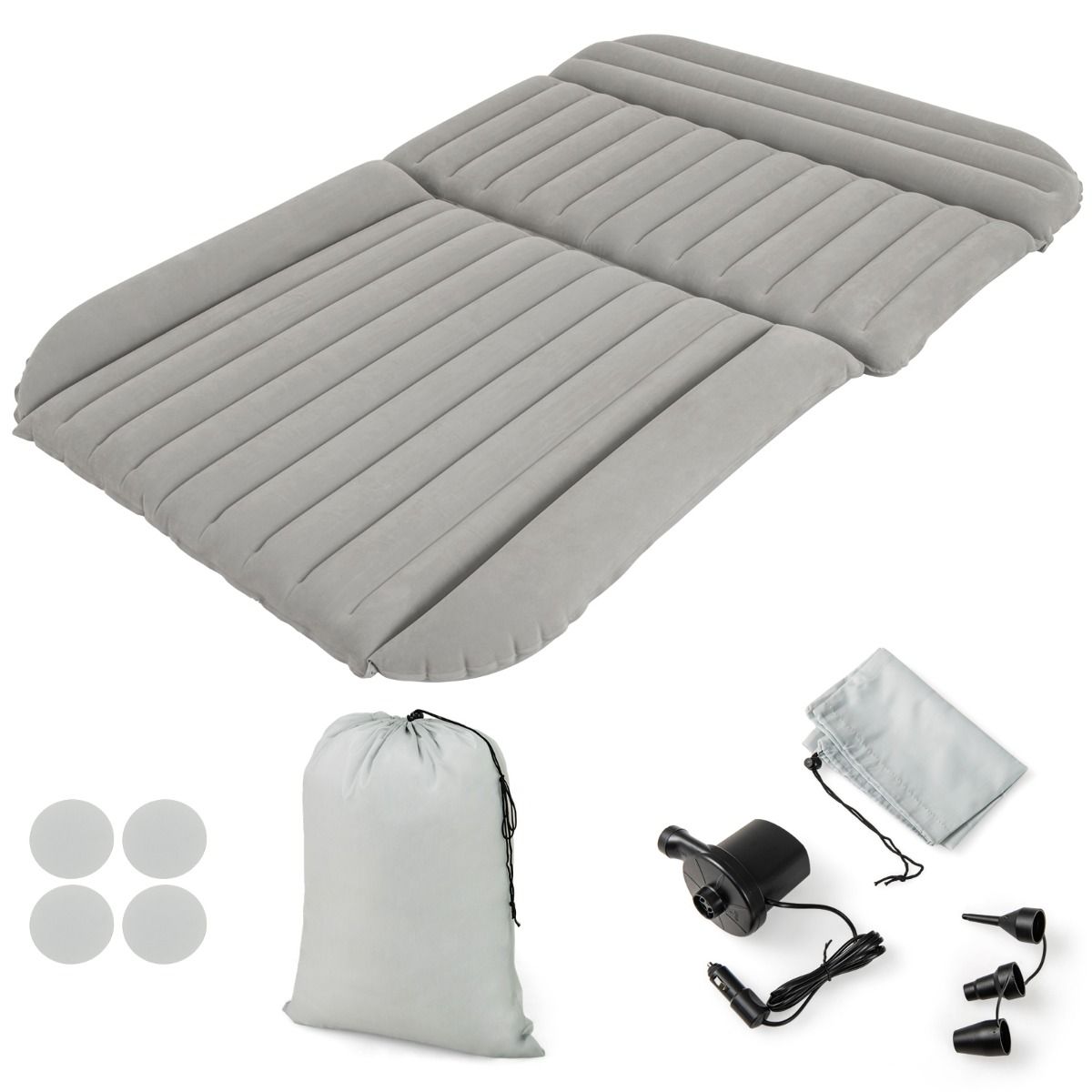 Coast Aufblasbare SUV Luftmatratze Grau 190 x 130 x 15 cm - Doppelseitiges Reisebett mit Luftpumpe und Tragetasche