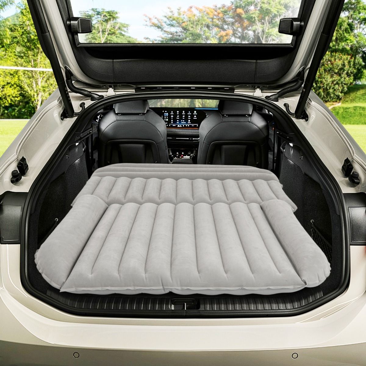 Coast Aufblasbare SUV Luftmatratze Grau 190 x 130 x 15 cm - Doppelseitiges Reisebett mit Luftpumpe und Tragetasche