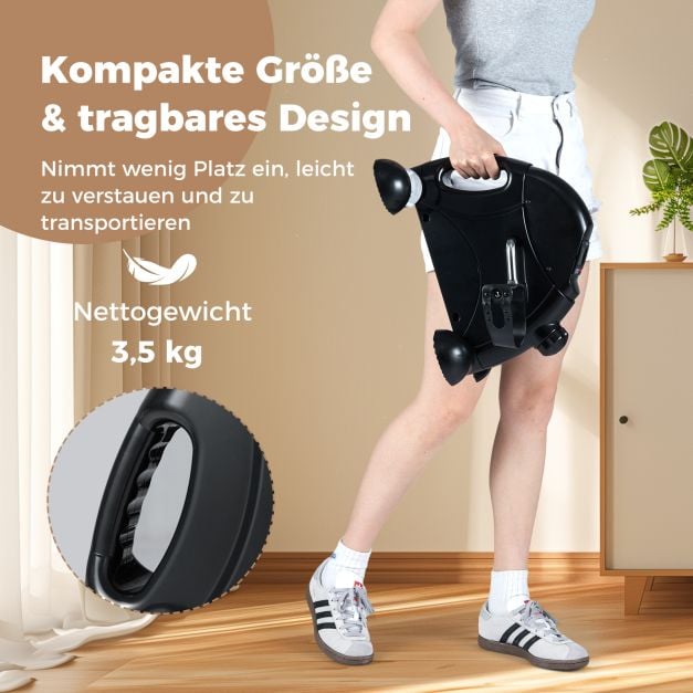 Coast Mini Pedal Trainer - Heimtrainer für Arm- und Beintraining mit LCD-Display 39 x 35 x 30 cm - Schwarz