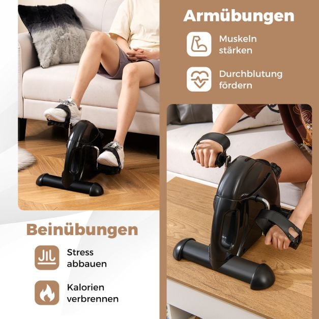 Coast Mini Pedal Trainer - Heimtrainer für Arm- und Beintraining mit LCD-Display 39 x 35 x 30 cm - Schwarz