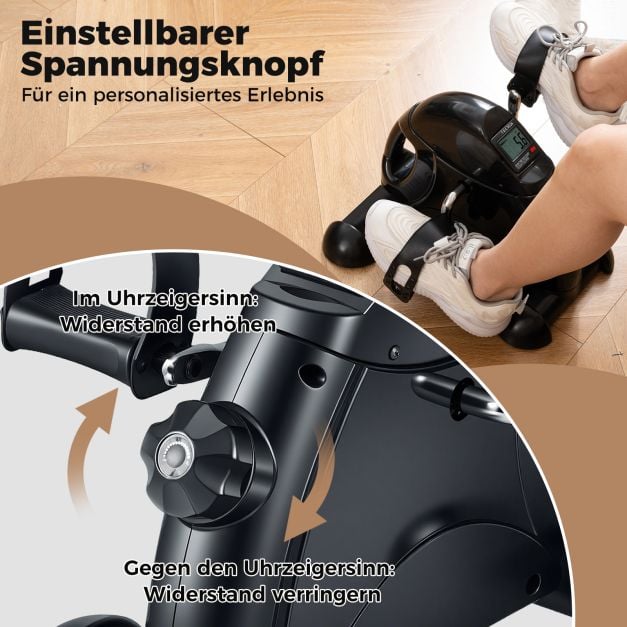 Coast Mini Pedal Trainer - Heimtrainer für Arm- und Beintraining mit LCD-Display 39 x 35 x 30 cm - Schwarz