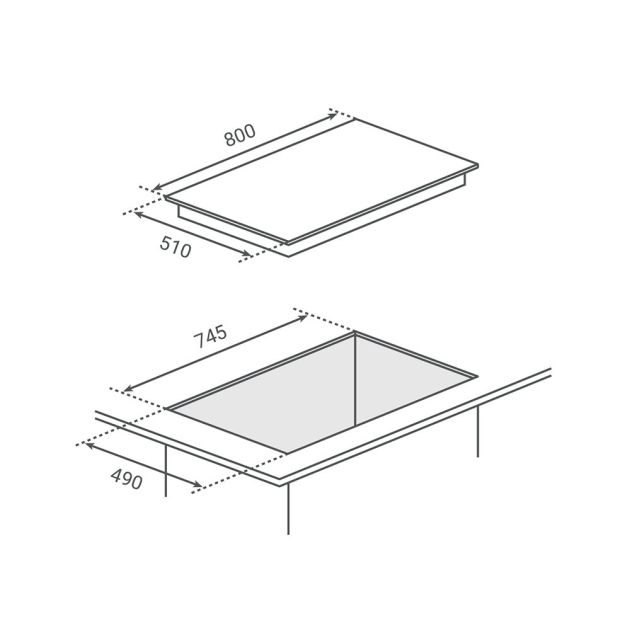 Boretti - Induktionskochfeld - 80 cm & 5 Zonen - Mit Boost-Funktion und Timer - Für Einbauküche - MLHBI805 Schwarzes Keramikglas