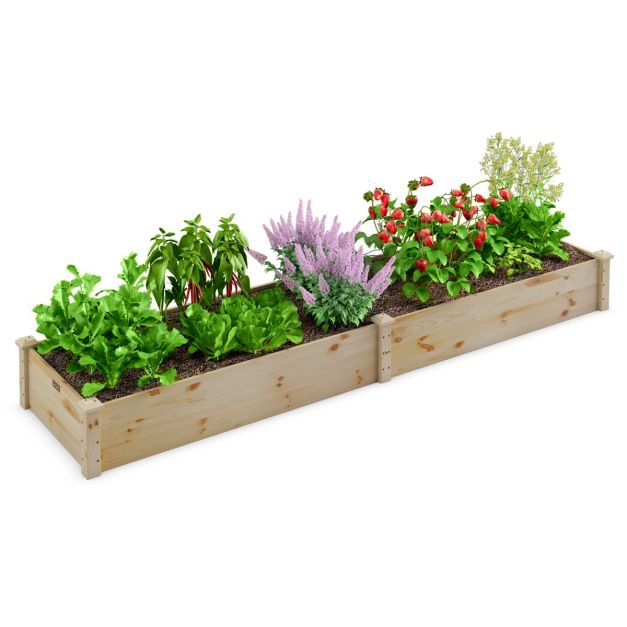 Küsten-Hochbeet - Holz - offener Boden - Garten - 240x60x25 cm - Natur