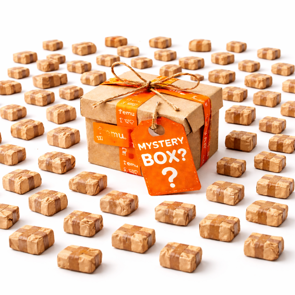 Temu Mystery Box - 50 Pakete +12 GRATIS - Klein - Ungeöffnete verlorene Pakete