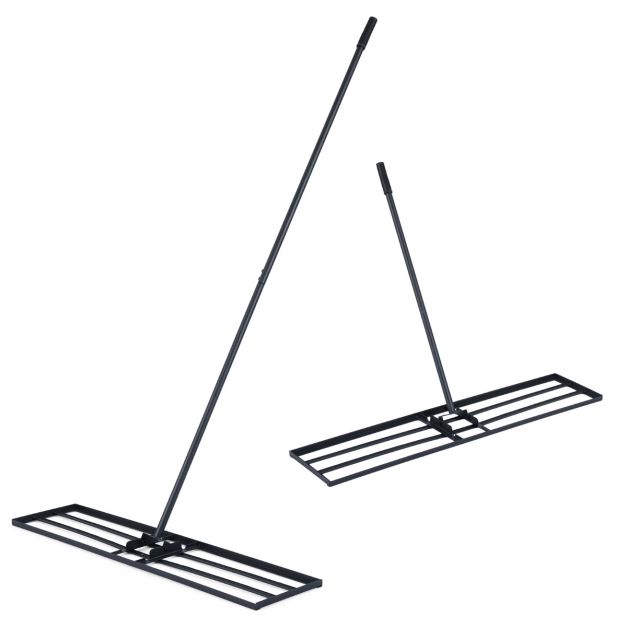 Coast Nivellierungsharke Schwarz/Silber - Ergonomische Nivellierungsharke für Rasen - 106 x 25 cm