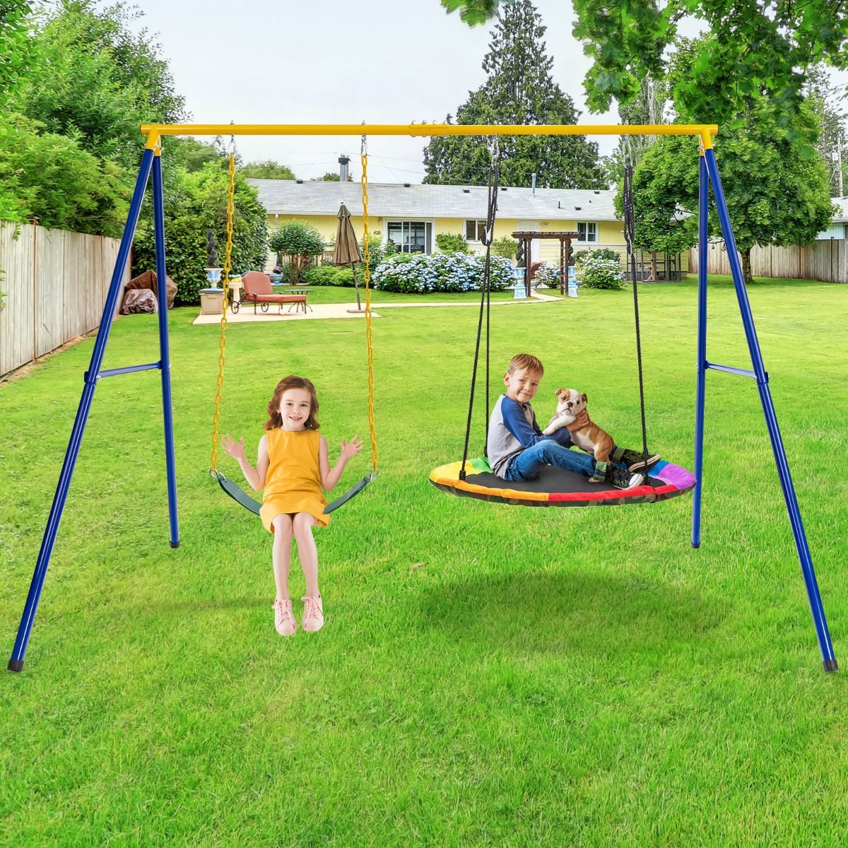 Coast Schaukelset für Kinder Grün/Schwarz - 257 x 183 x 183 cm - Mit 2 Schaukeln