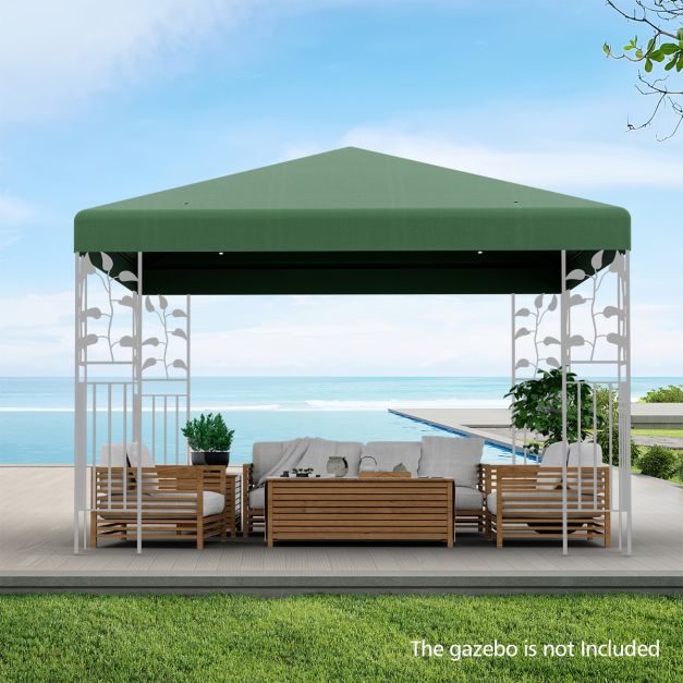 Coast Canopy Abdeckung Gartenpavillon - 300 x 300 cm - Wasserdicht - UV-beständig - 160 g/m² Polyester - Klettverschluss - Beige/Grün/Weinrot