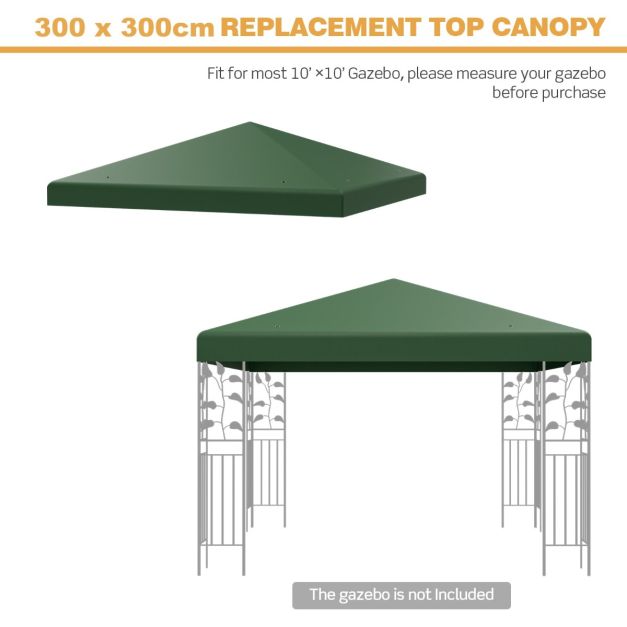 Coast Canopy Abdeckung Gartenpavillon - 300 x 300 cm - Wasserdicht - UV-beständig - 160 g/m² Polyester - Klettverschluss - Beige/Grün/Weinrot