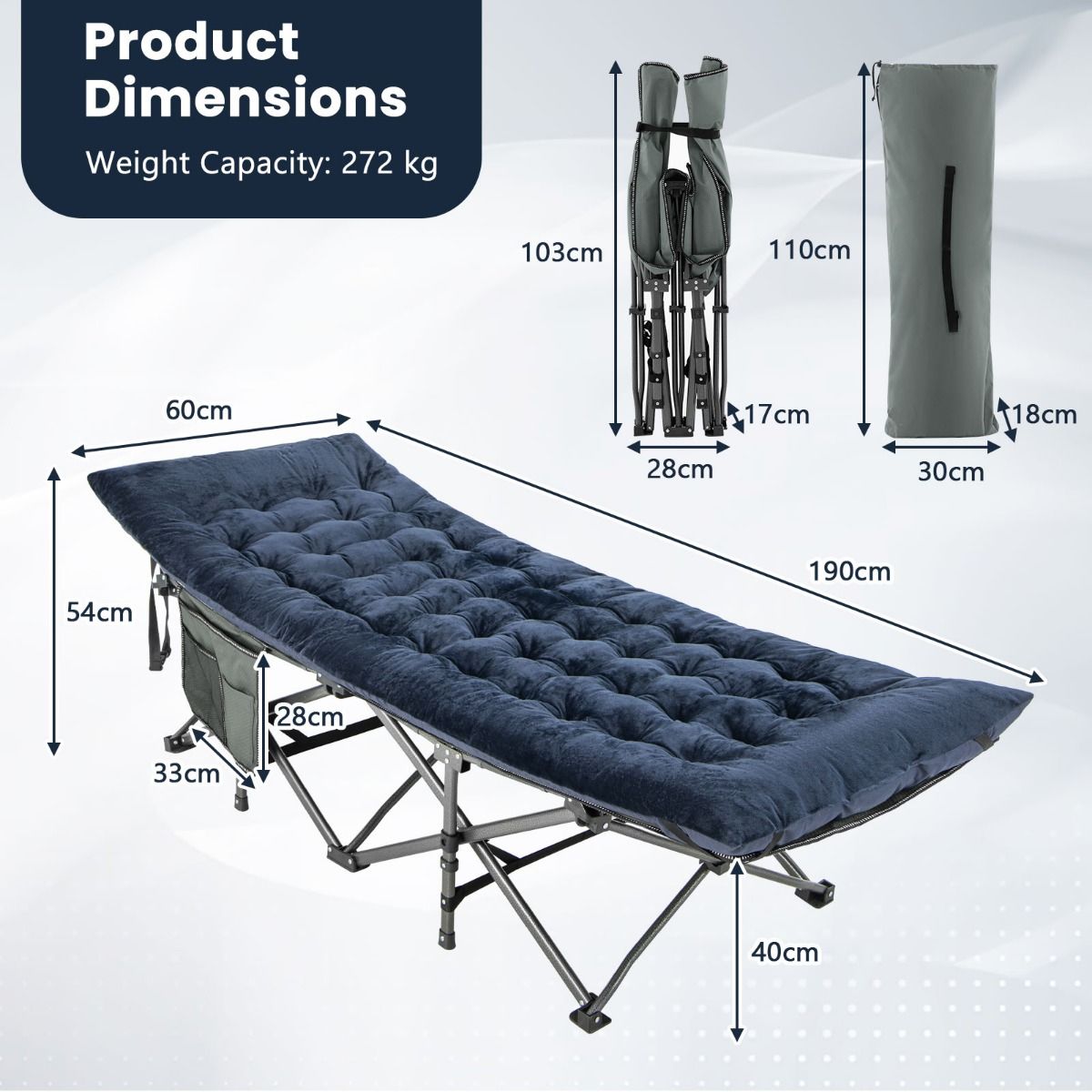 Coast Field Bed - Polyester & Baumwolle - 190 x 70 x 7 cm - Blau