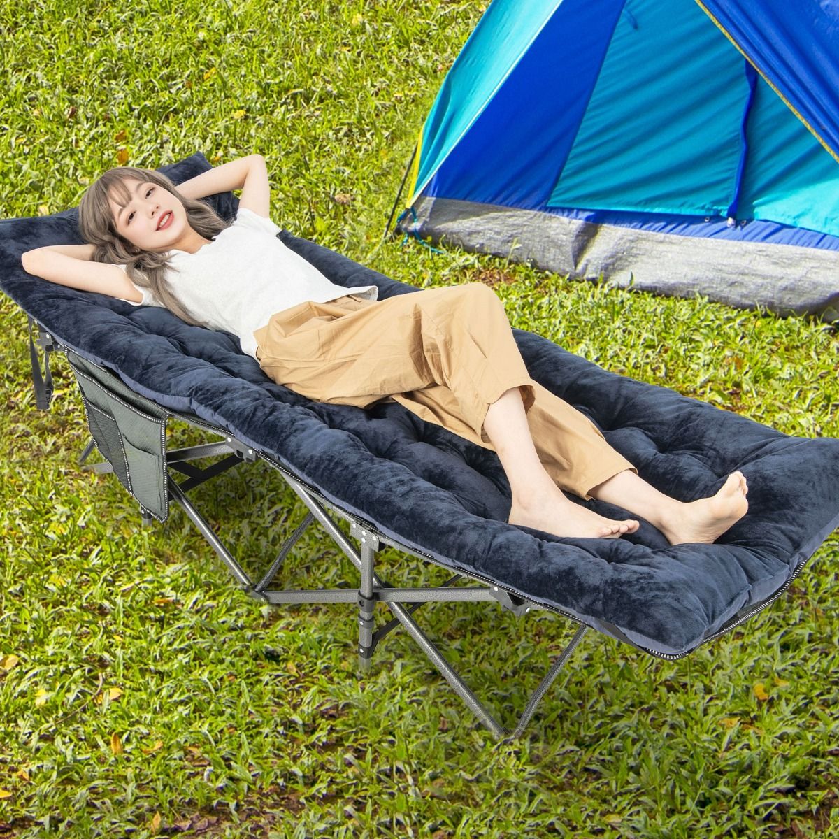 Coast Field Bed - Polyester & Baumwolle - 190 x 70 x 7 cm - Blau