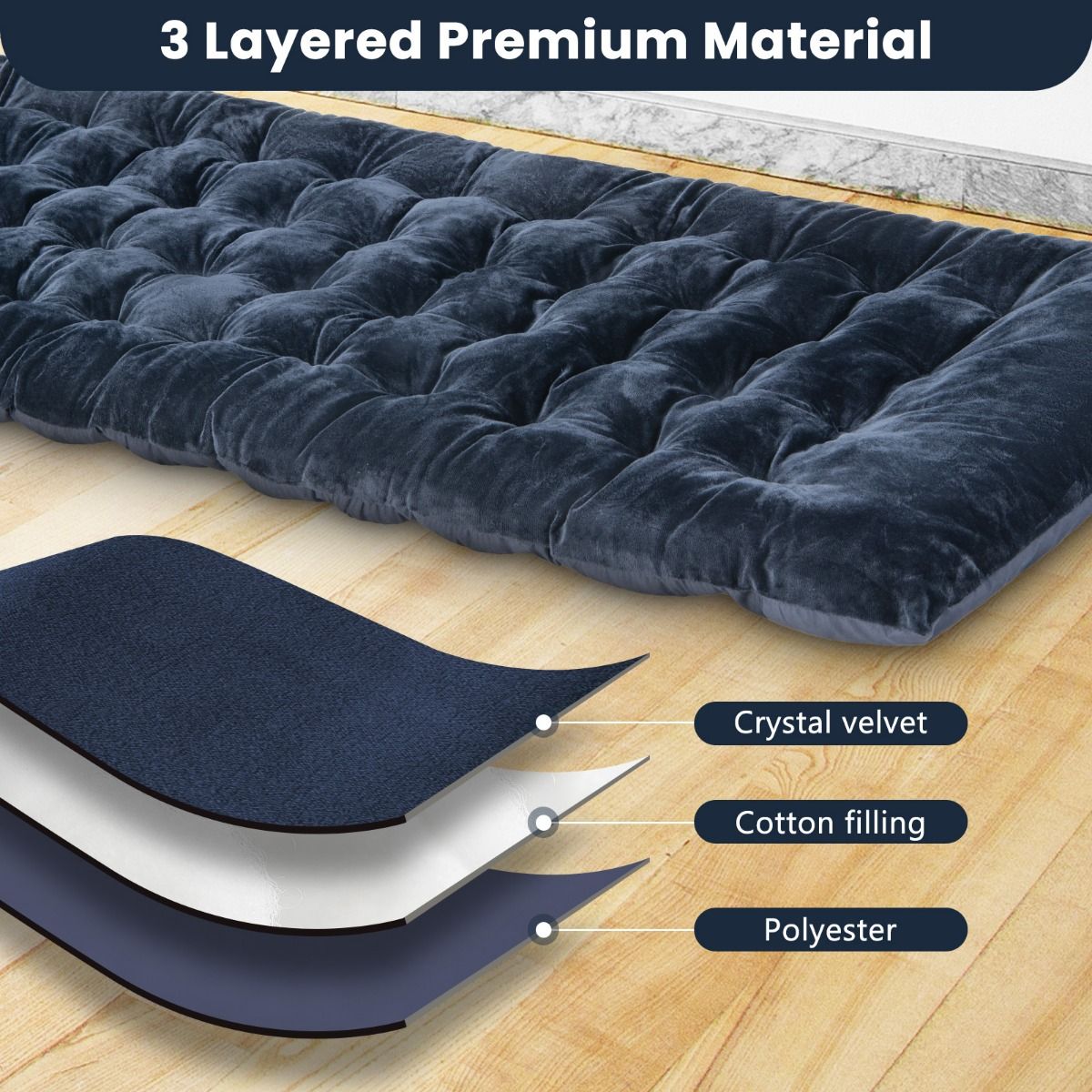 Coast Field Bed - Polyester & Baumwolle - 190 x 70 x 7 cm - Blau