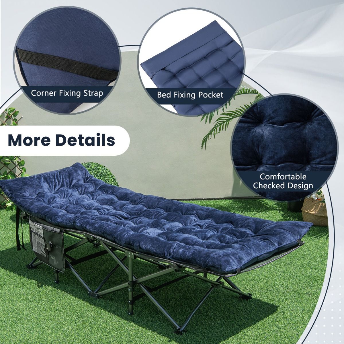 Coast Field Bed - Polyester & Baumwolle - 190 x 70 x 7 cm - Blau