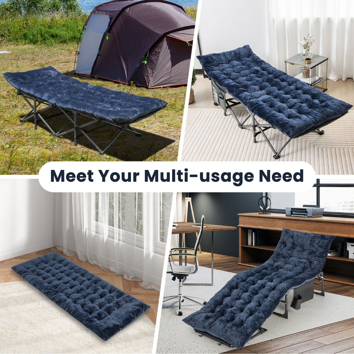 Coast Field Bed - Polyester & Baumwolle - 190 x 70 x 7 cm - Blau