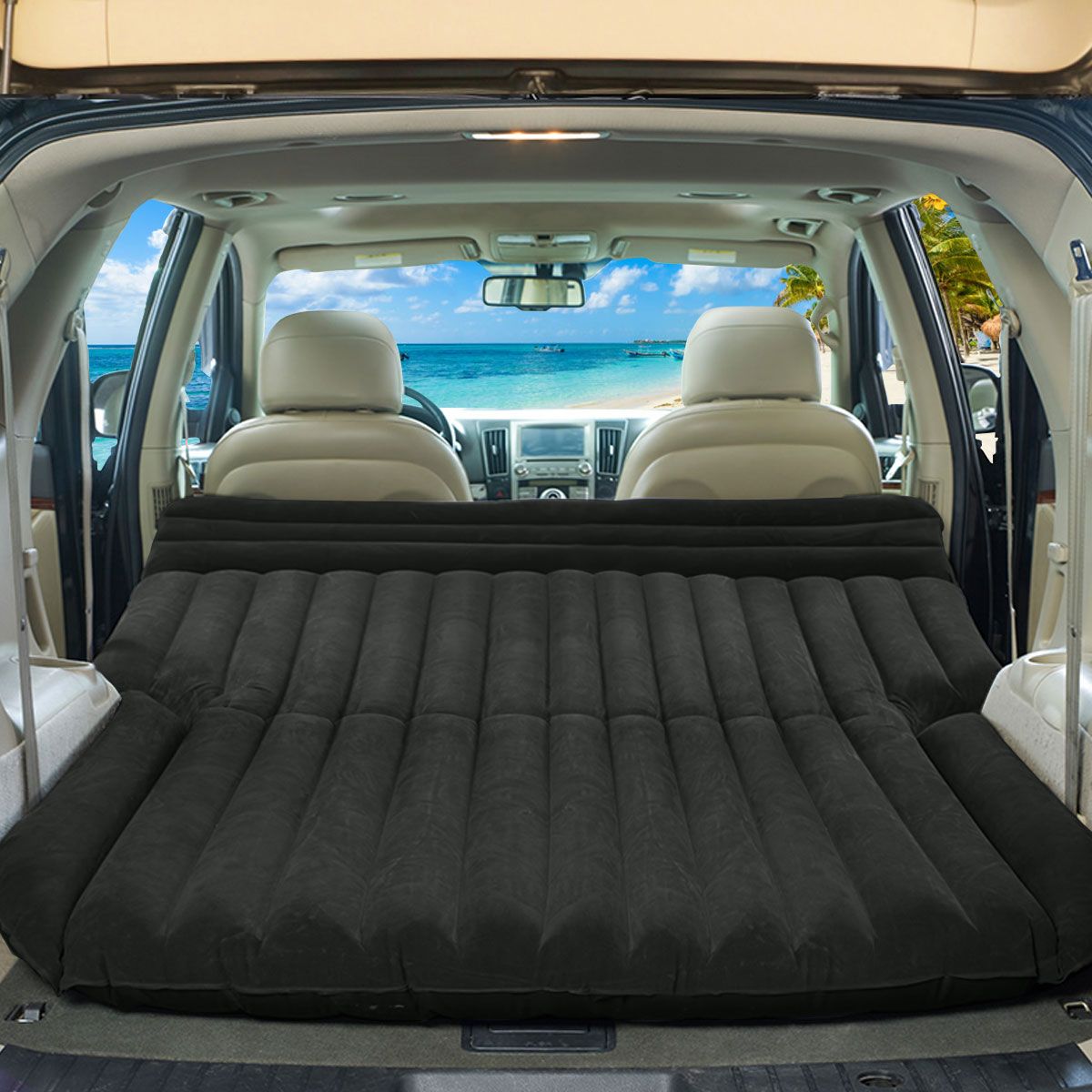 coast Auto-Luftmatratze - 180×123×12,5 cm - Schwarz - Aufblasbare Rücksitz-Luftmatratze mit elektrischer Pumpe