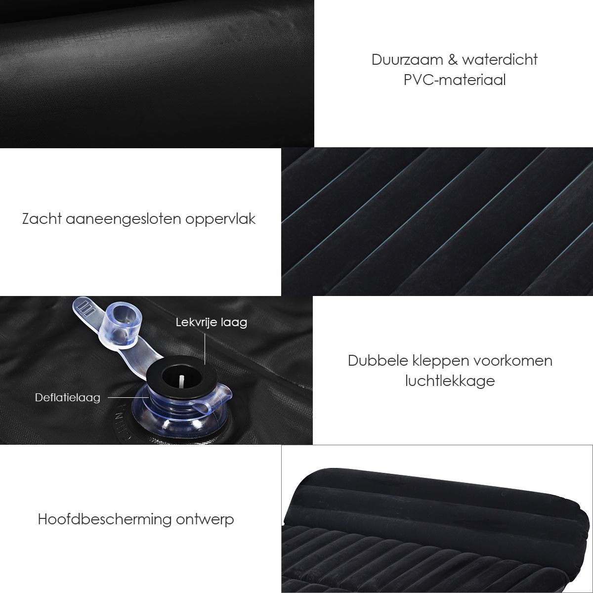 coast Auto-Luftmatratze - 180×123×12,5 cm - Schwarz - Aufblasbare Rücksitz-Luftmatratze mit elektrischer Pumpe