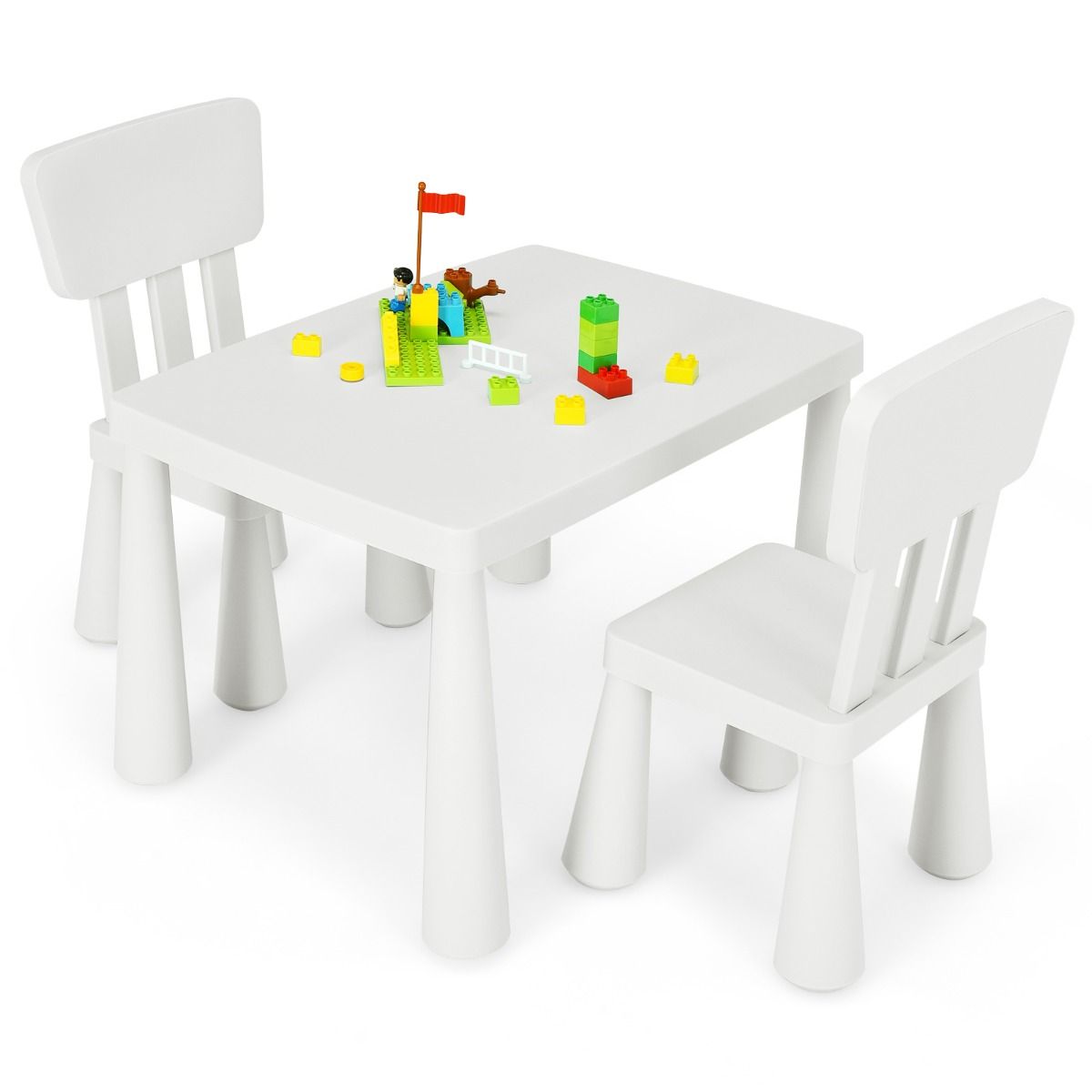 Coast 3-teiliges Kindertisch-Set - 1 Tisch mit 2 Stühlen - 76,5 x 54,5 x 49,5 cm - Polypropylen - Weiß