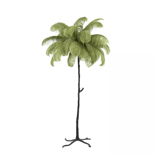 Light & Living Stehlampe FEATHER – Schwarz/Olivgrün – Ø 95 × 180 cm