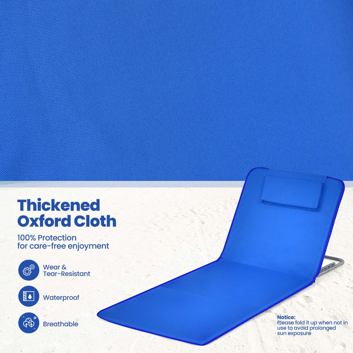 Strandmatten und Beistelltisch Coast - 3er-Set - blau - faltbar