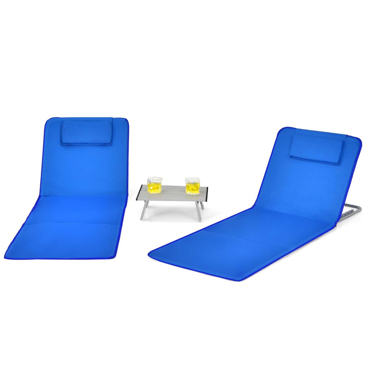 Strandmatten und Beistelltisch Coast - 3er-Set - blau - faltbar
