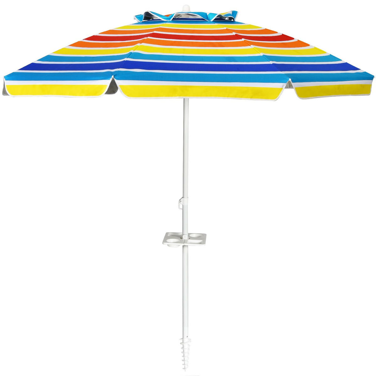 Coast 220 cm Beach Umbrella UPF50 - Mehrfarbiger tragbarer Sonnenschirm mit kippbarem Schirm