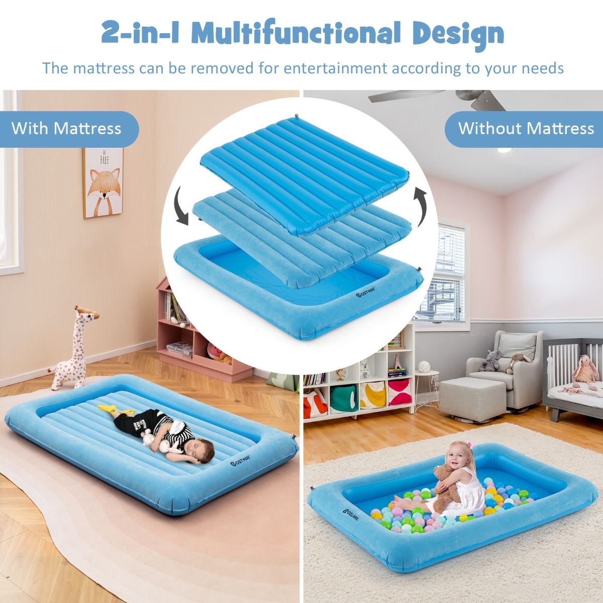 Coast Aufblasbare Matratze - PVC + Flock - Blau - Max.150 kg - 165x118x20 cm