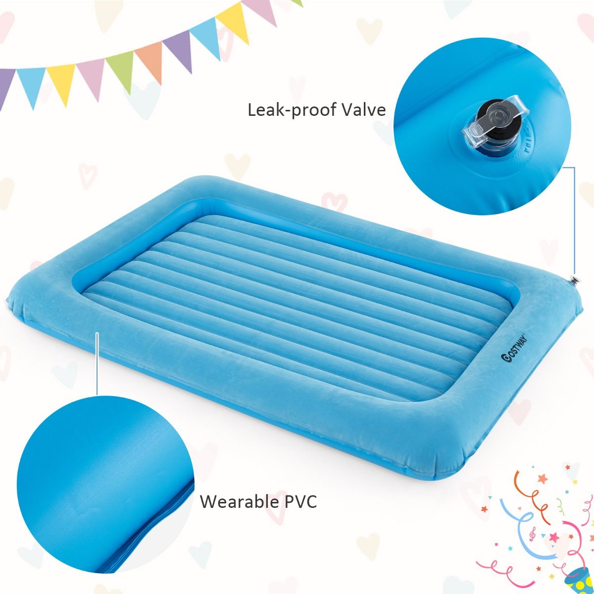 Coast Aufblasbare Matratze - PVC + Flock - Blau - Max.150 kg - 165x118x20 cm