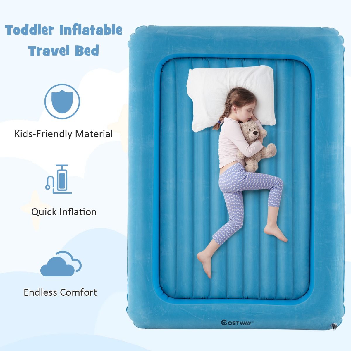 Coast Aufblasbare Matratze - PVC + Flock - Blau - Max.150 kg - 165x118x20 cm