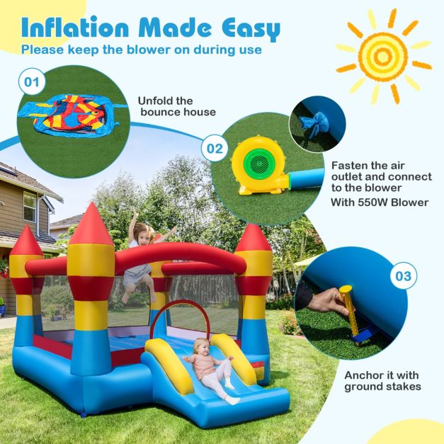 Coast Bouncy Castle 3-in-1 - aufblasbar - Rutsche - 550 W Gebläse