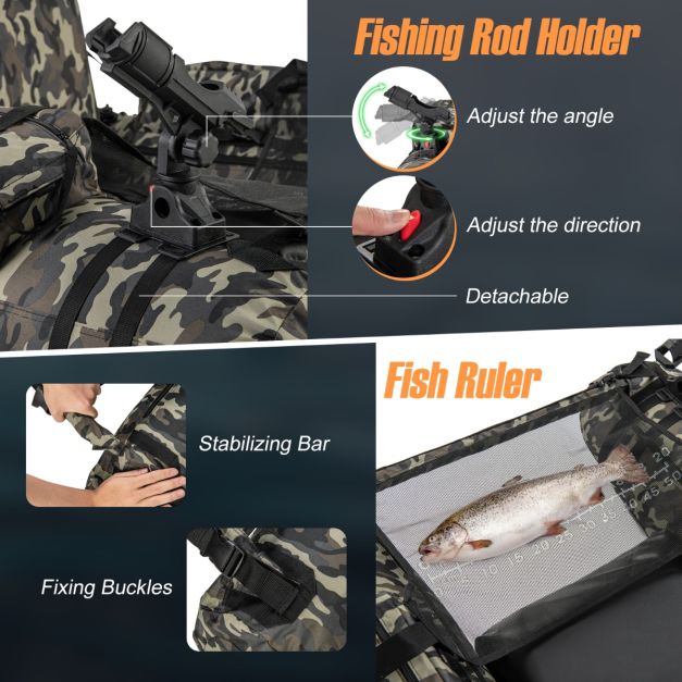 Küste Aufblasbares Fischerboot - Max.150 kg - Camouflage - PVC - 146x109x44 cm