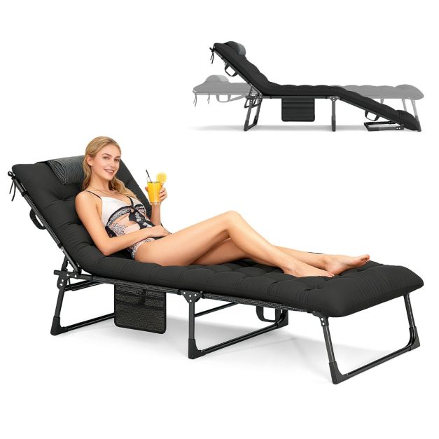 Coast Campingliege - faltbar - verstellbar - Matratze - tragbar - 175 x 71 x 70 cm - Schwarz