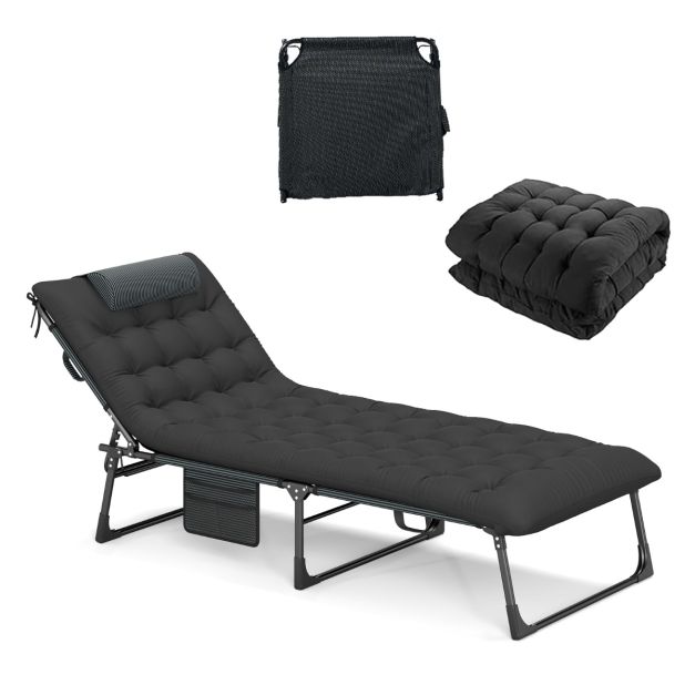 Coast Campingliege - faltbar - verstellbar - Matratze - tragbar - 175 x 71 x 70 cm - Schwarz