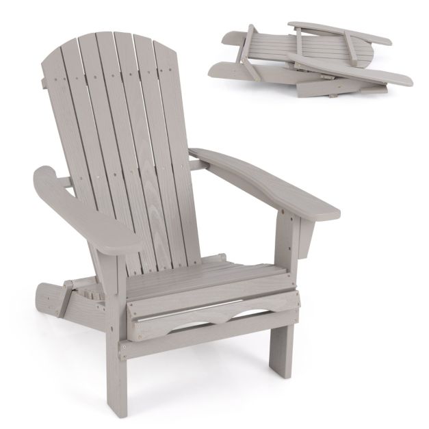 Coast Adirondack Stuhl - klappbar - Holz - Ergonomisch - Hohe Rückenlehne - 89 x 71 x 94 cm - Grau
