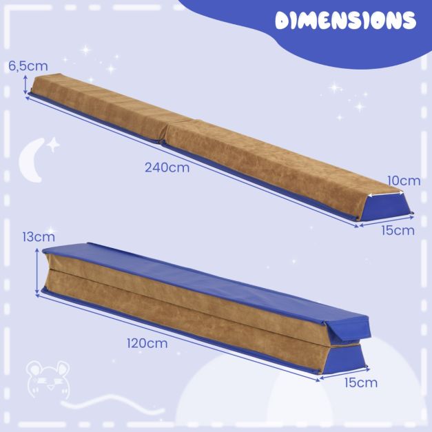 Coast Balance Beam - faltbar - EVA & EPE-Schaum - Max 73Kg - 240 x 15 x 6.5cm - Blau