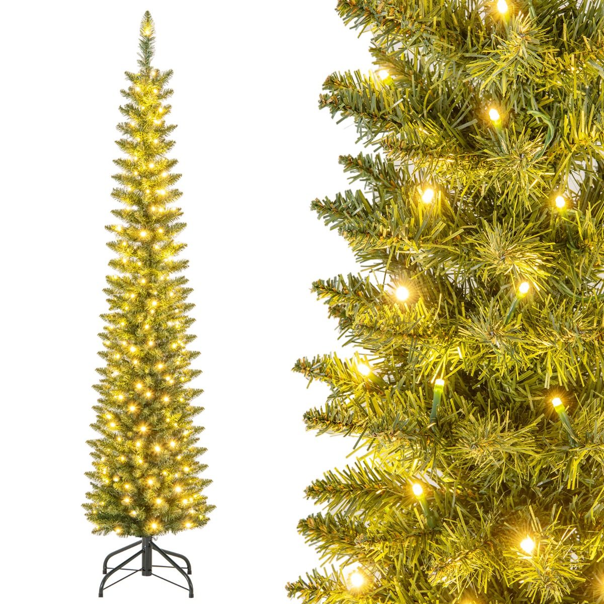 Künstlicher Weihnachtsbaum Coast mit 390 Zweigen - 180 warmweiße LED-Lichter - 180 cm hoch - Grün