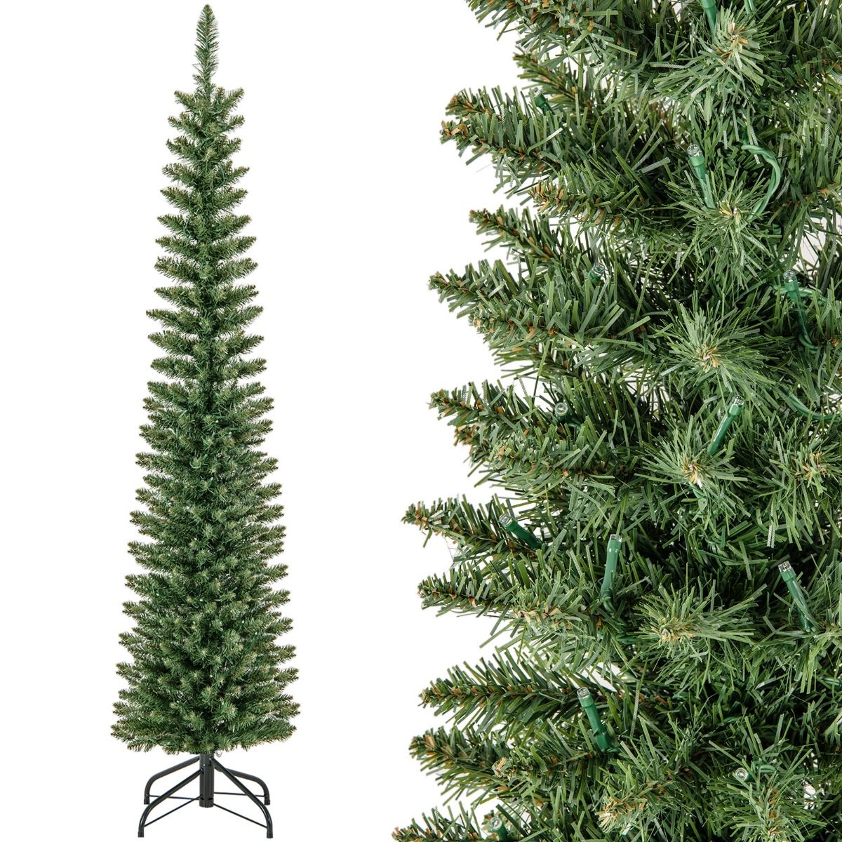 Künstlicher Weihnachtsbaum Coast mit 390 Zweigen - 180 warmweiße LED-Lichter - 180 cm hoch - Grün