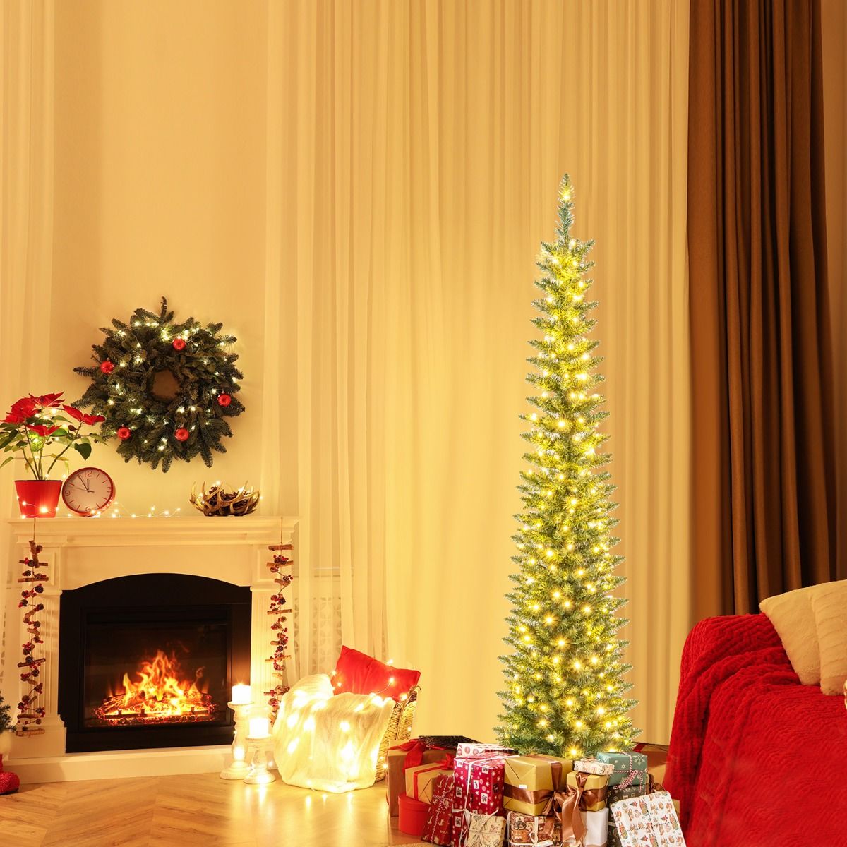 Künstlicher Weihnachtsbaum Coast mit 390 Zweigen - 180 warmweiße LED-Lichter - 180 cm hoch - Grün