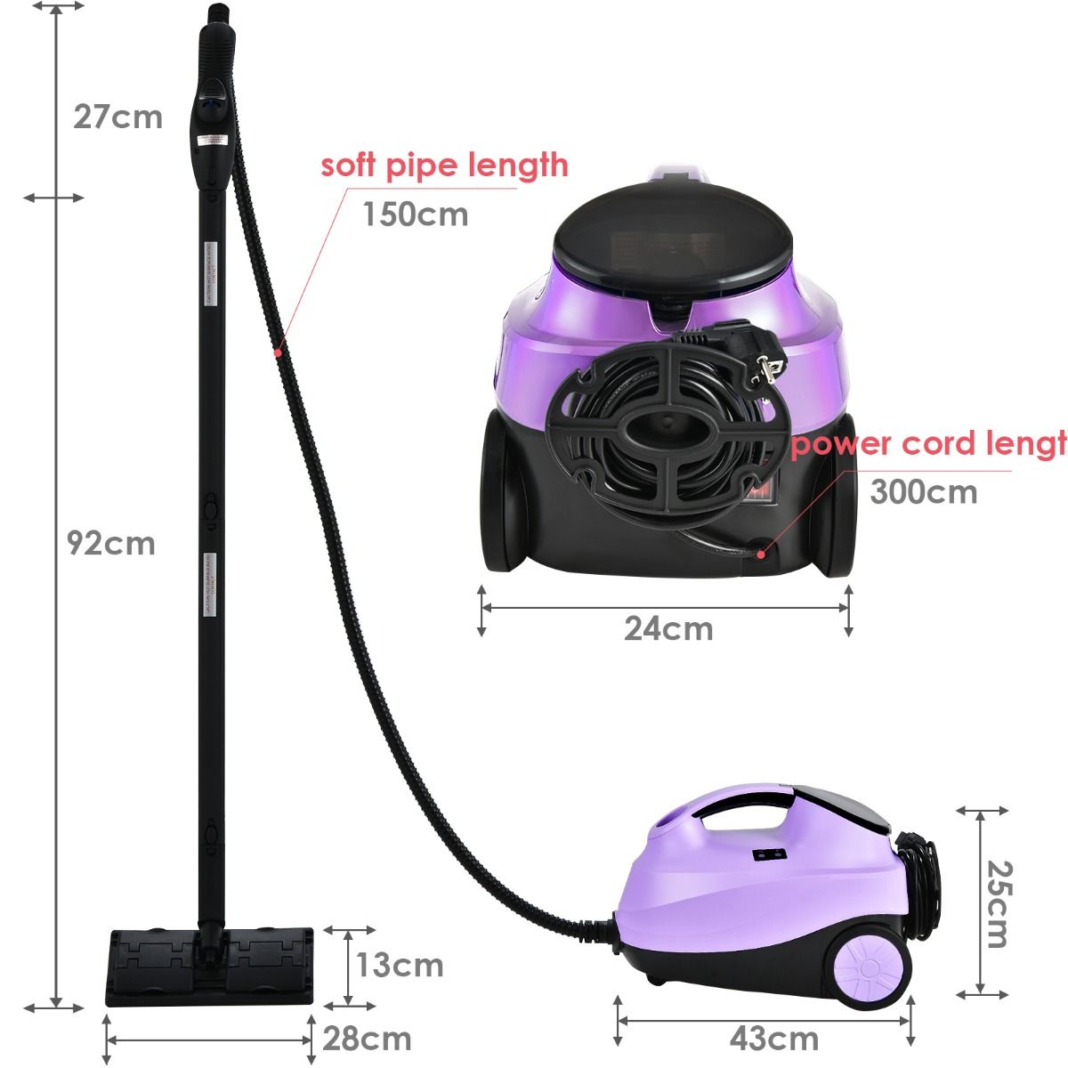 Coast Multifunktions-Dampfreiniger - inklusive Zubehör - 2000W - 1,5L Tank - Lila