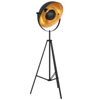 Stehleuchte Sunflower - 1-flammig - dreh- und schwenkbar - E27 - 163 cm hoch - trendiges Design - Wohnzimmer / Schlafzimmer - gold / schwarz