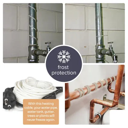Perel Frostschutzkabel - Ausgestattet mit automatischem Thermostat und wasserdichtem Ip68-Gehäuse und drei Wärmestufen - Für Wasserrohre und Kanäle - Weißes Polyethylen - Zwölf Meter