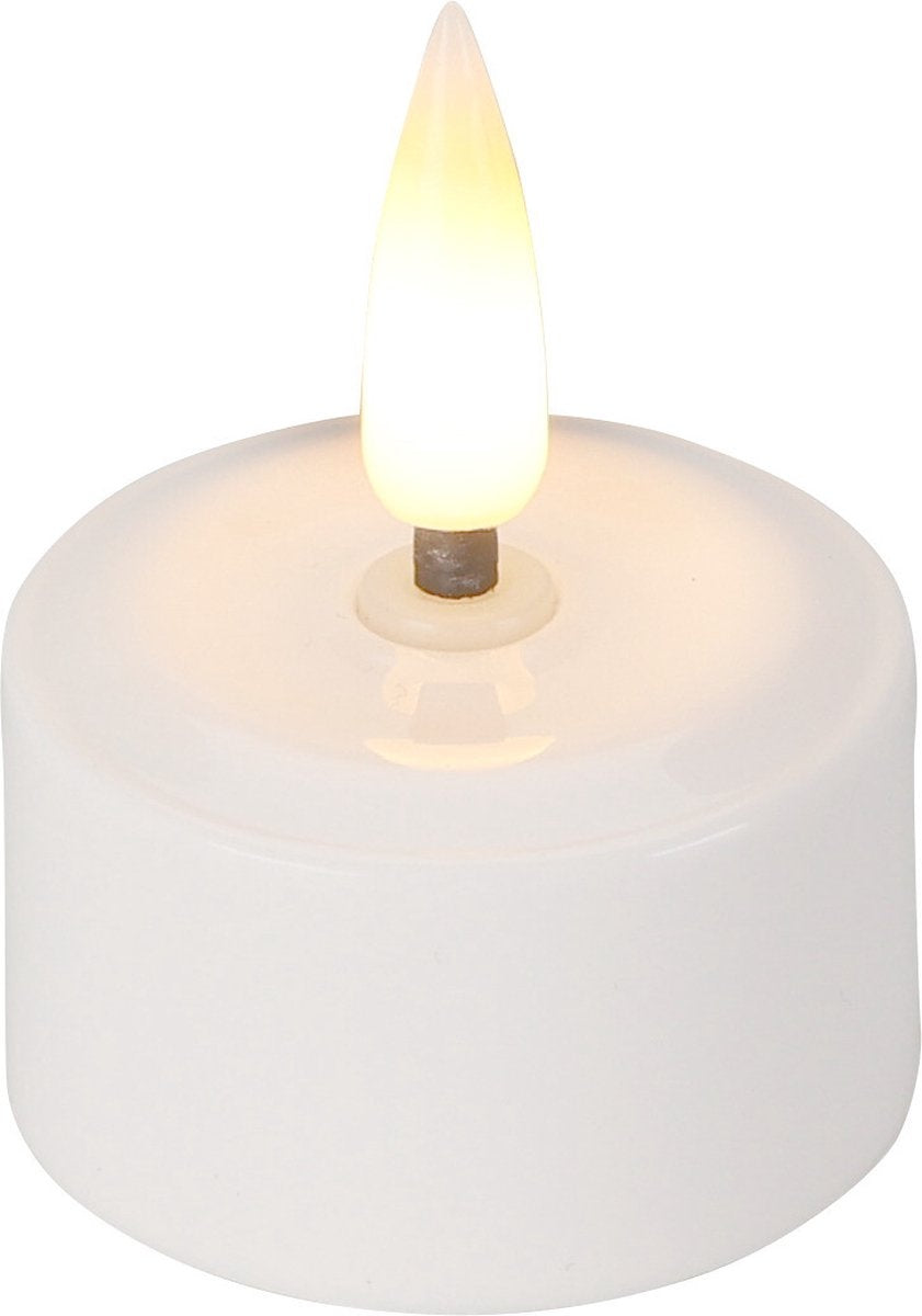Koopman Wiederaufladbare LED-Teelichter - 4-teiliges Set - mit Ladegerät - Weiß