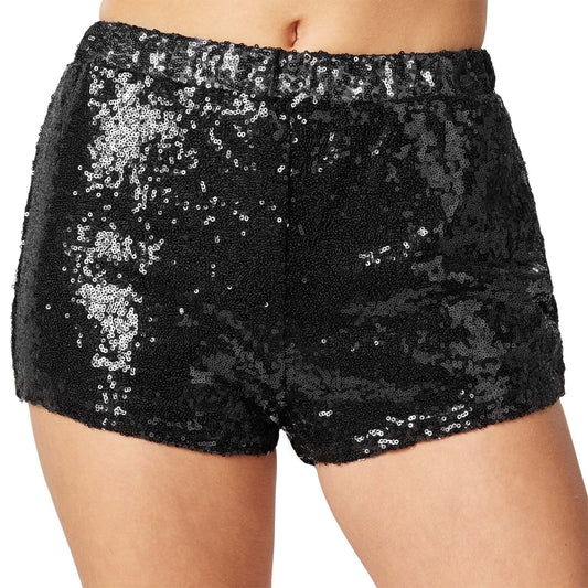 Pailletten-Shorts schwarz - Größe S - Länge 28 cm