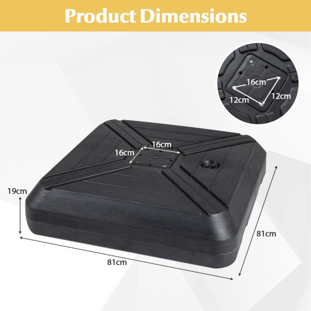Coast Sonnenschirmfuß - befüllbar - Räder - Handgriff - 81 x 81 x 19 cm - Schwarz