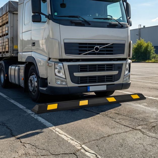 Coast Rubber Wheel Stopper Einparkhilfe mit gelben reflektierenden Streifen Parkplatzstopper für Garage