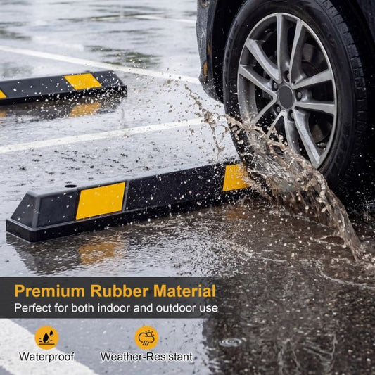 Coast Rubber Wheel Stopper Einparkhilfe mit gelben reflektierenden Streifen Parkplatzstopper für Garage