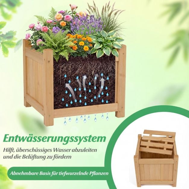 Coast Pflanzgefäß mit Gartenbank Holz Farbe - Massivholz Blumenkasten mit 2 Seitenkästen - 105 x 26,5 x 29,5 cm