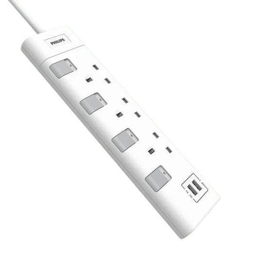 Philips Steckdose - 230V - 3 Wege - 2 Meter - 3AC - Weiß